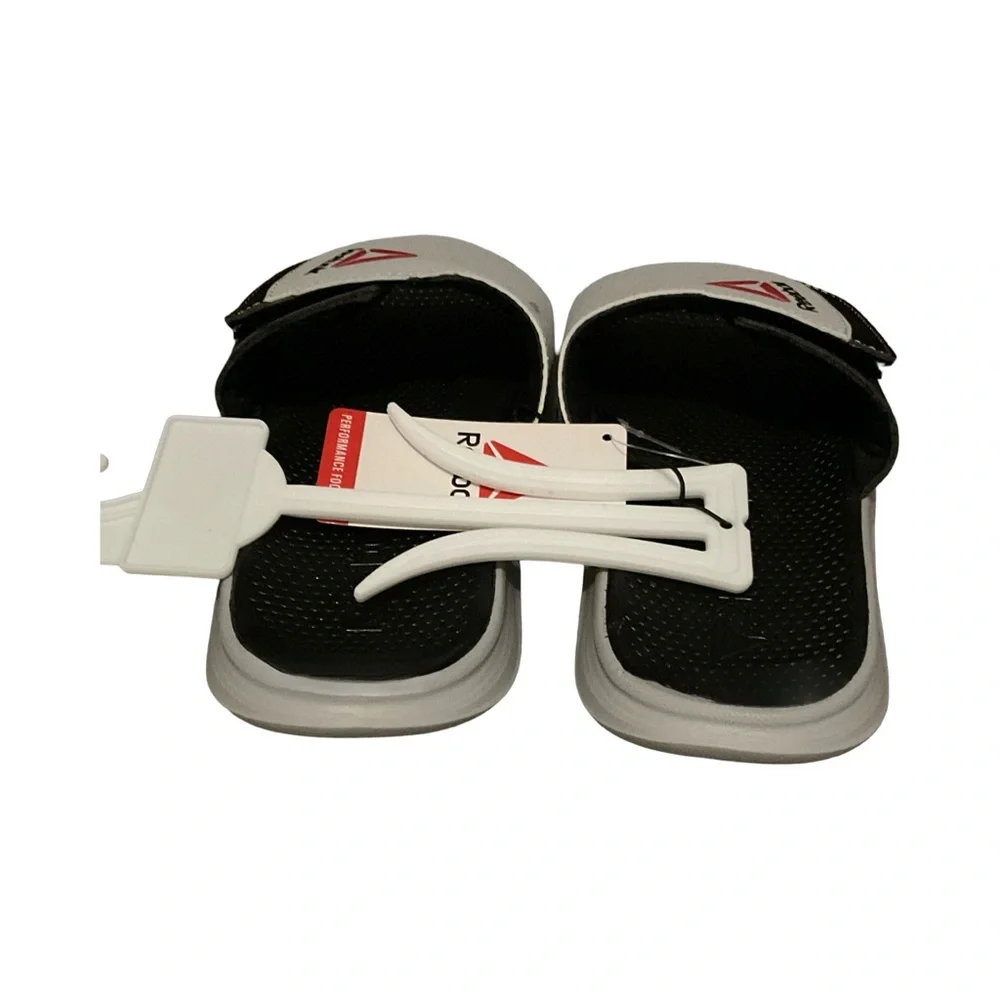Reebok Kids Slide Sandals Black Gray Adjustable Strap Size 2 NWT